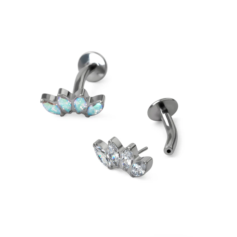 Piercing de buric din titan cu pietre în model marchiză