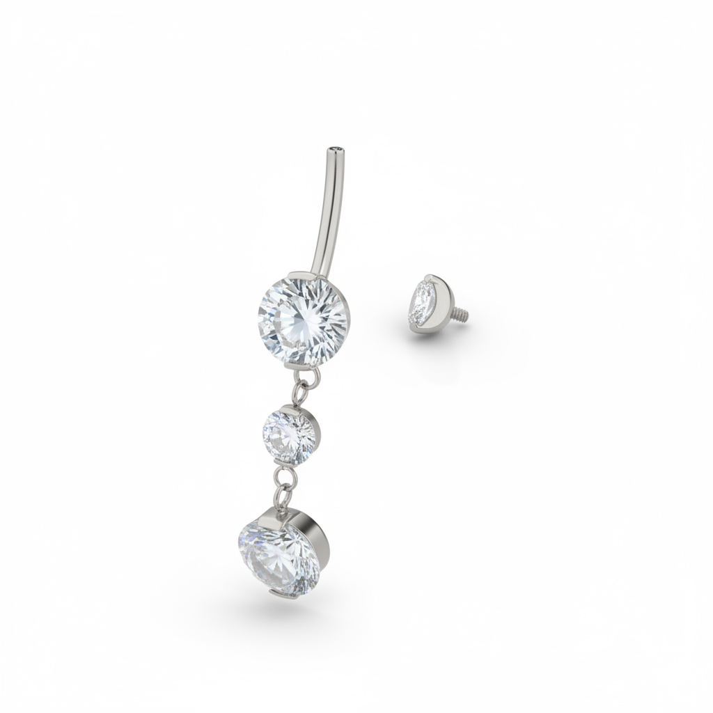 Cercel de buric din titan cu pandant