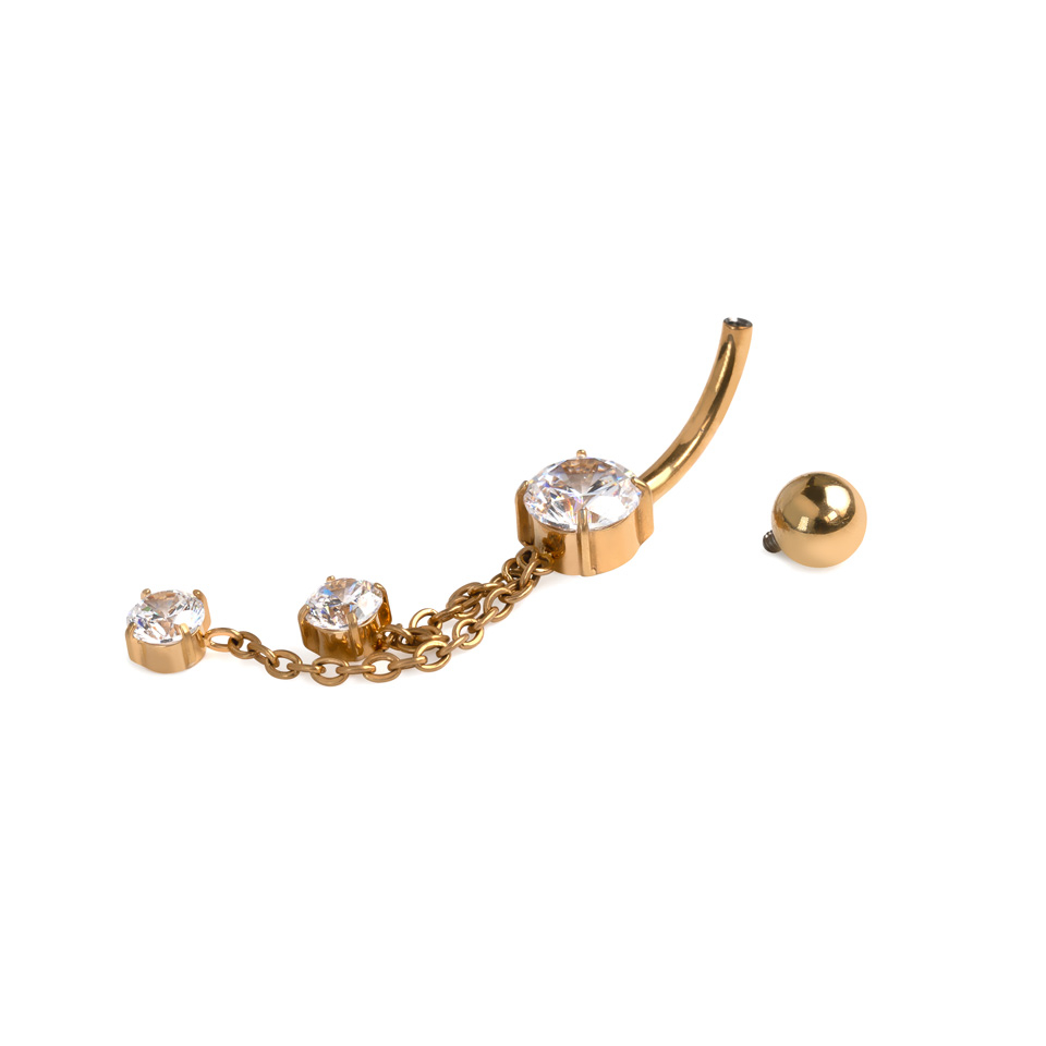 Cercel de buric din titan cu lanțuri și pietre