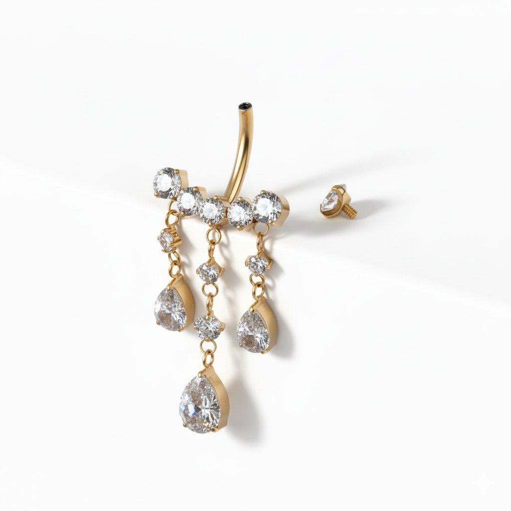 Cercel din titan cu bijuterii ce atârnă