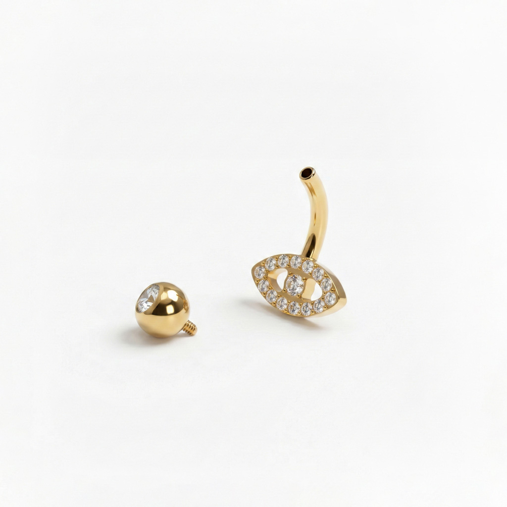 Cercel de buric din titan cu ochi turcesc