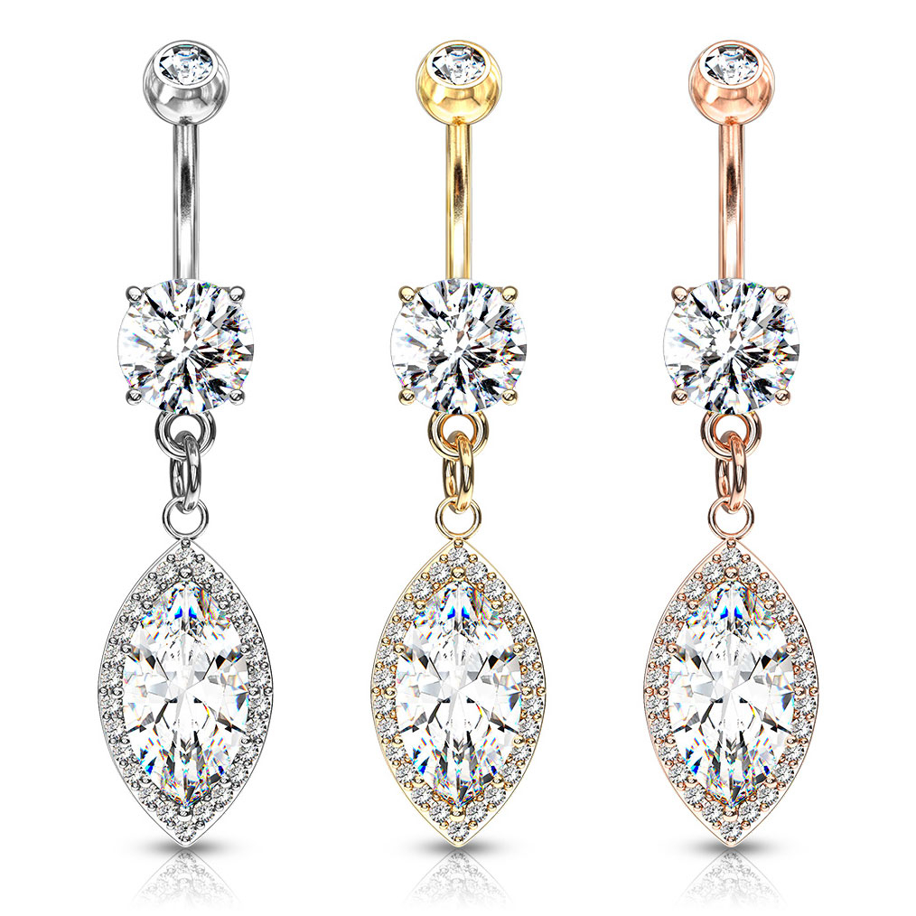 Cercel de buric cu pandantiv piatră marchiză