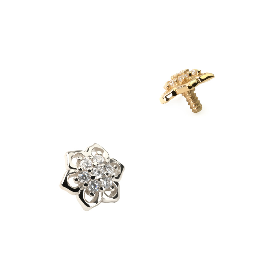 Vârf dermal din aur de 14 carate cu șapte pietre în centru