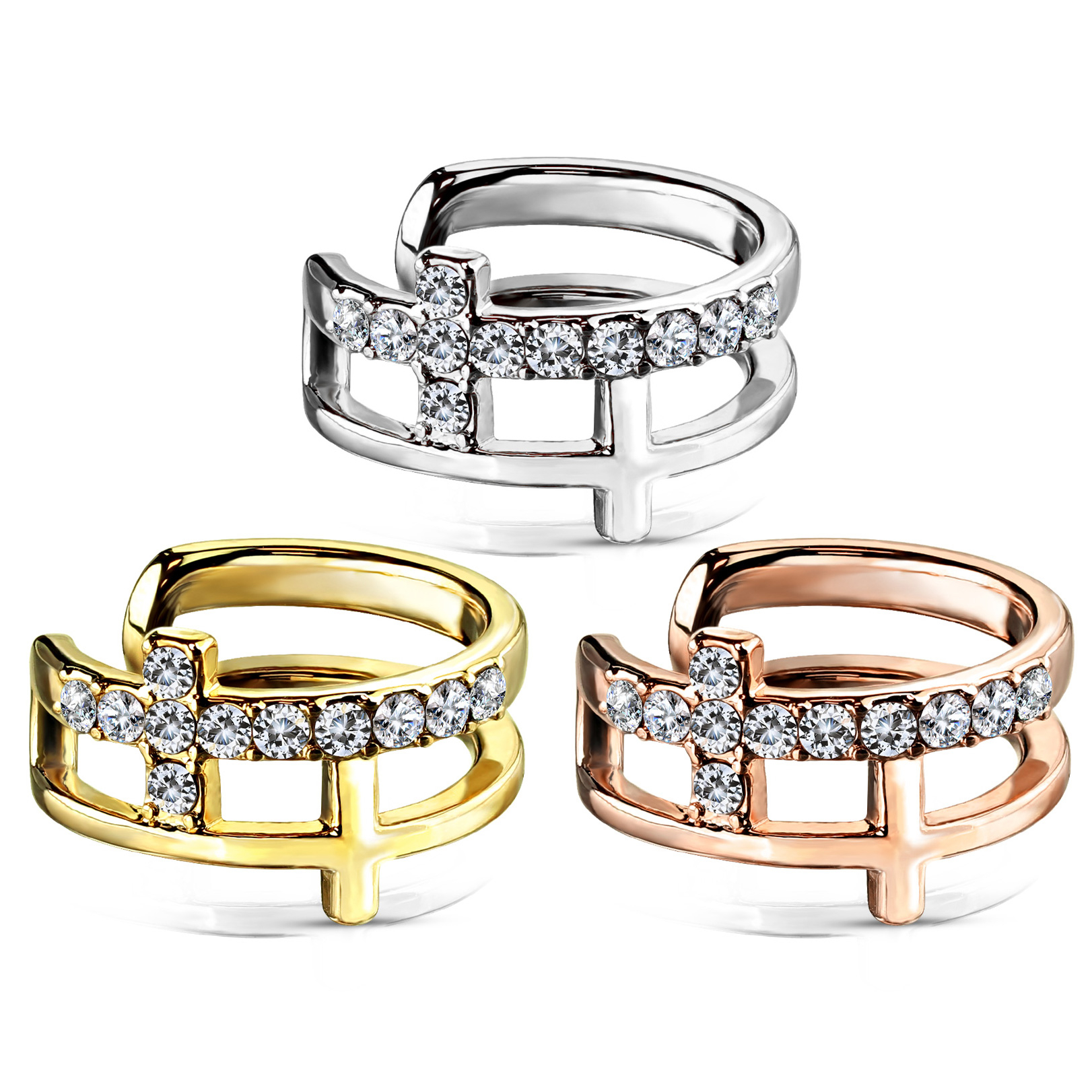 Catușă pentru ureche cu cruce dublă