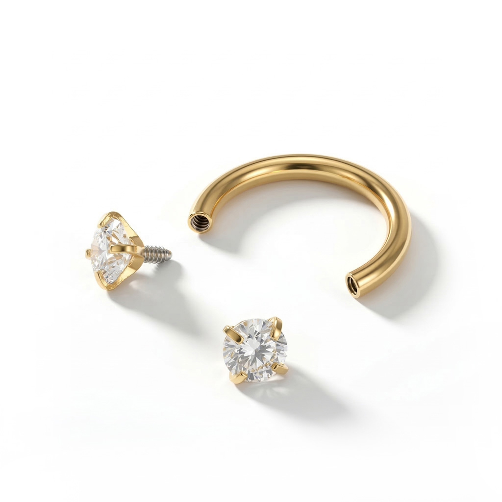 Potcoavă cu filet intern și pietre rotunde