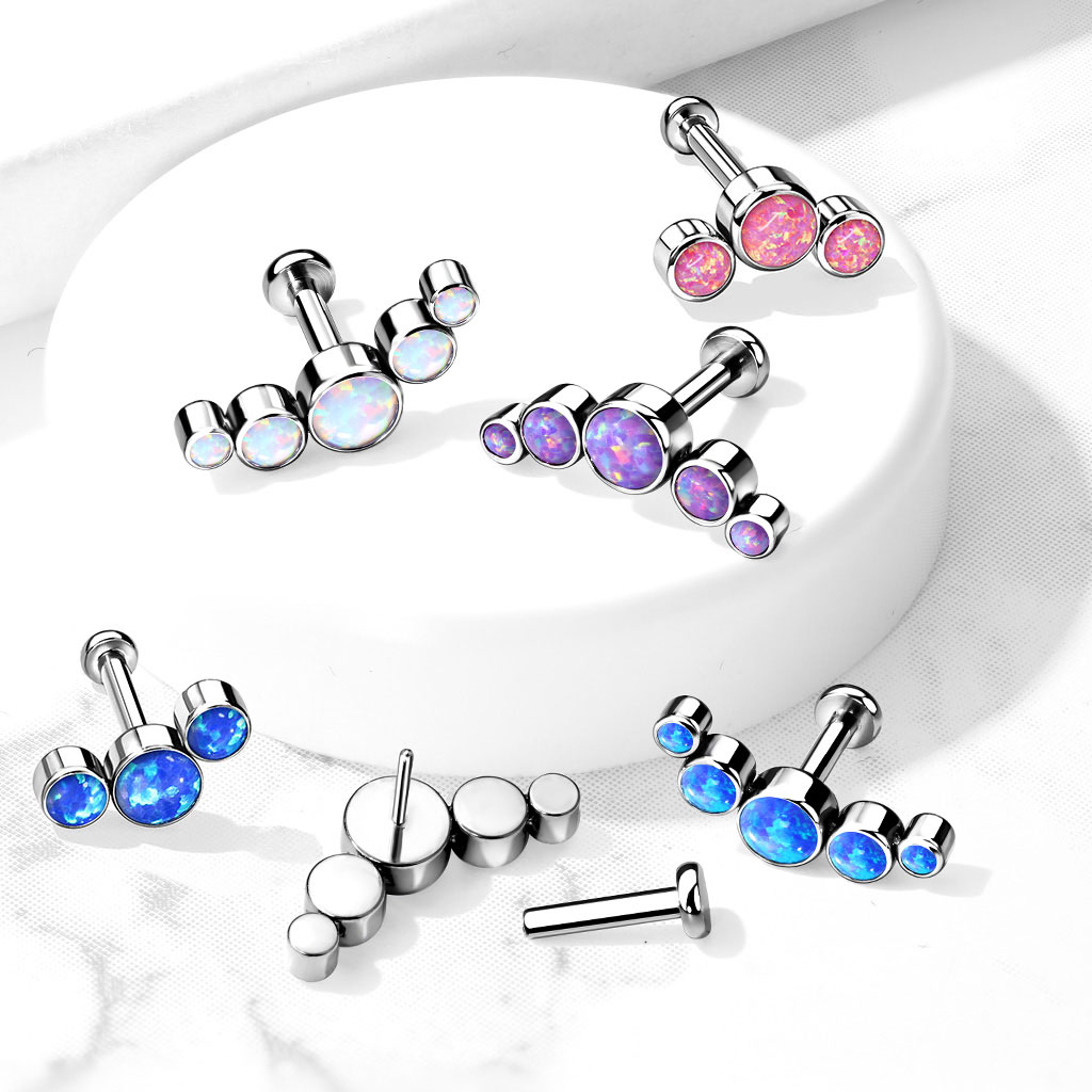 Labret push-in din titan cu o varietate de pietre de opal