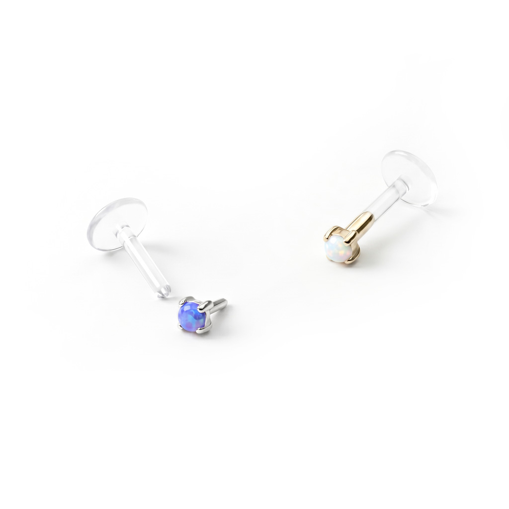 Labret din aur de 14 carate cu piatră de opal