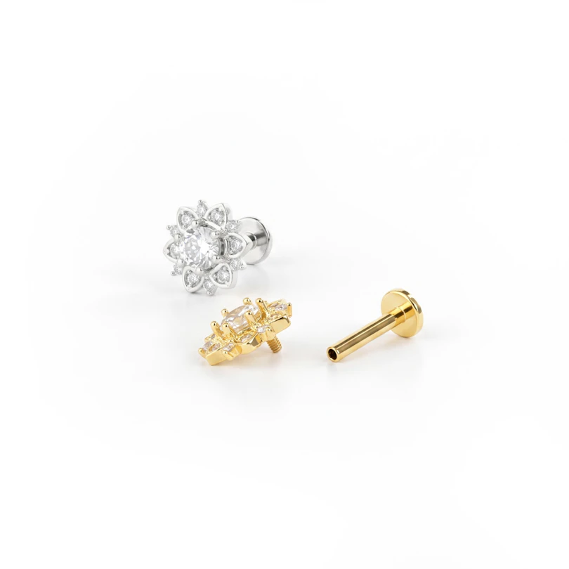Labret filetat intern decorat cu o floare de lotus