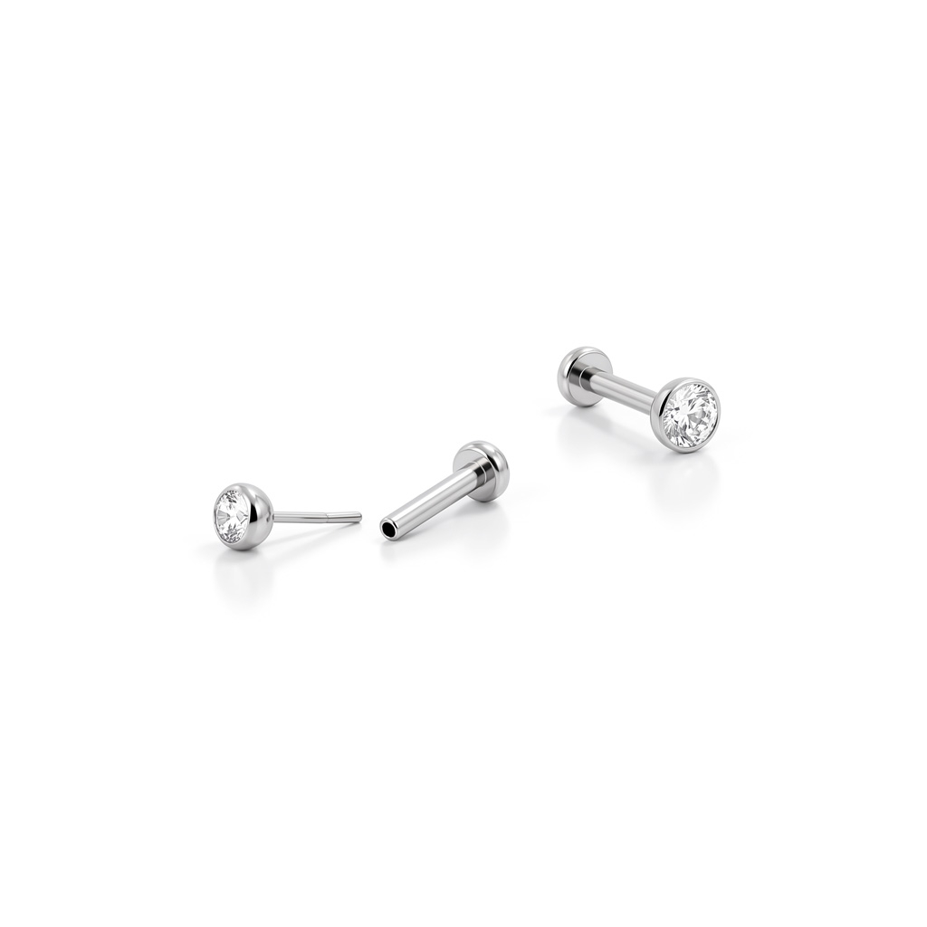 Labret push-in din titan cu piatră fațetată