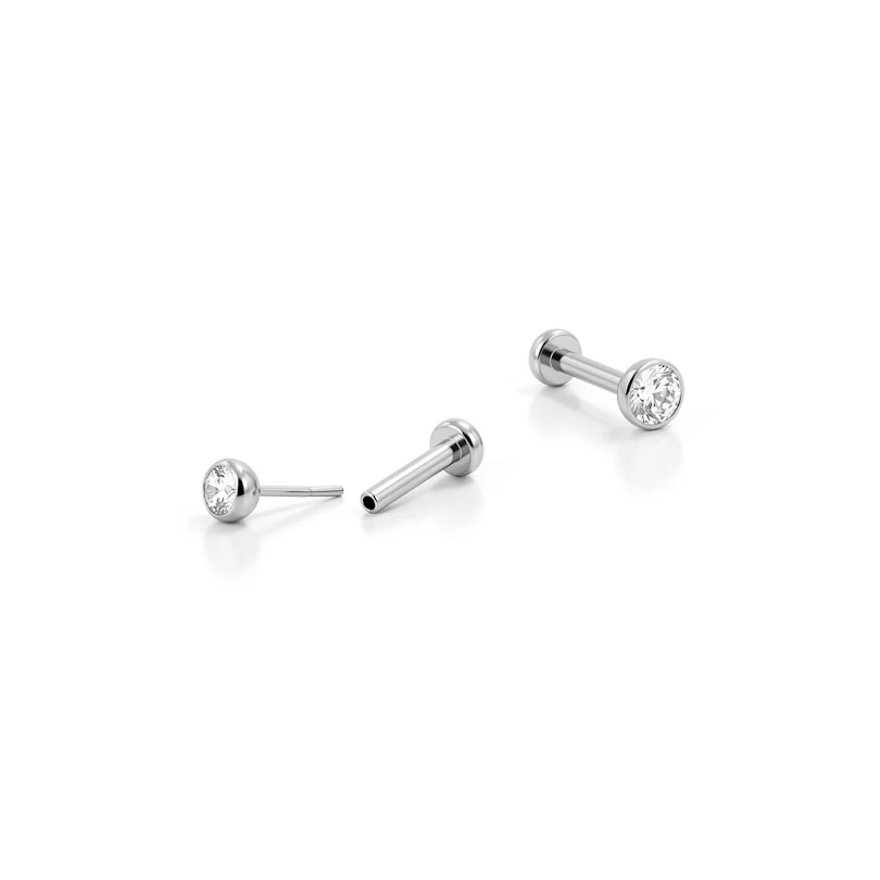 Labret push-in din titan cu piatră fațetată