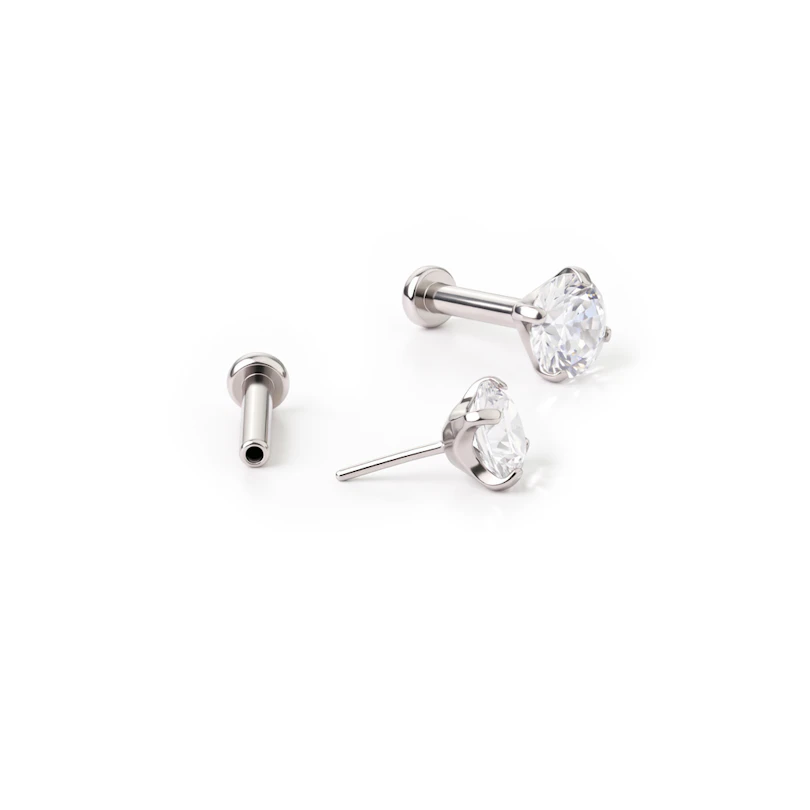 Labret push-in din titan cu piatră montată în gheruțe