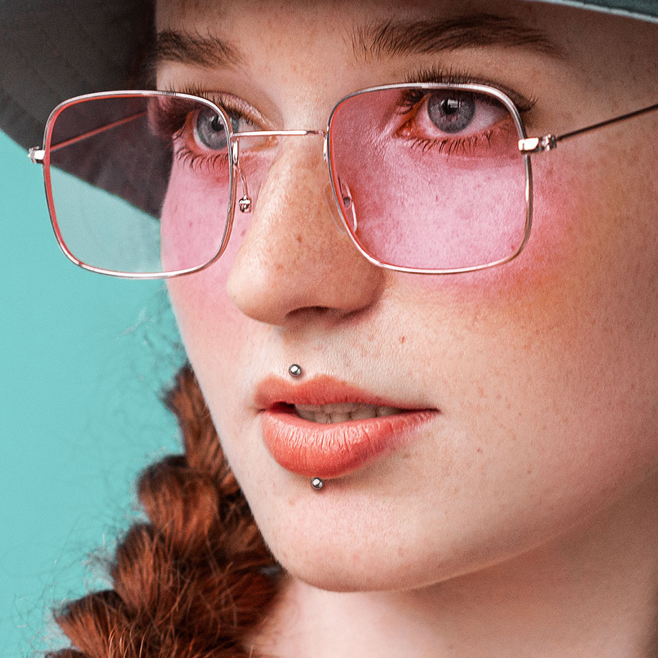 Labret push-in din titan