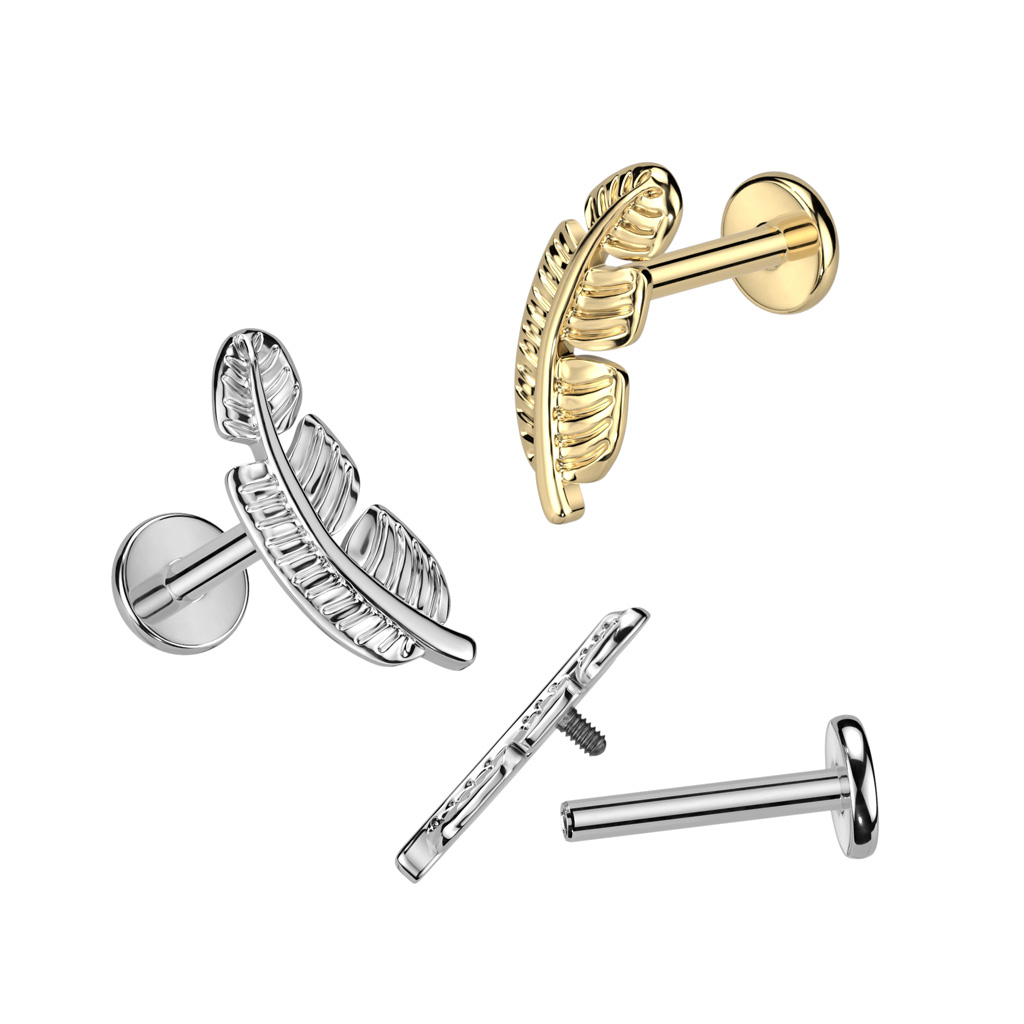 Labret din titan cu model elaborat de pană