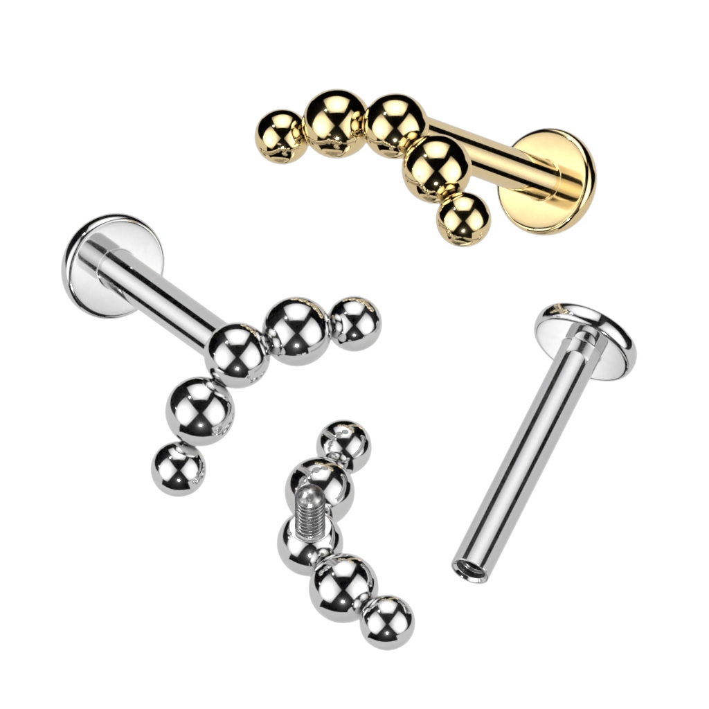 Labret din titan cu vârf decorativ din mărgele