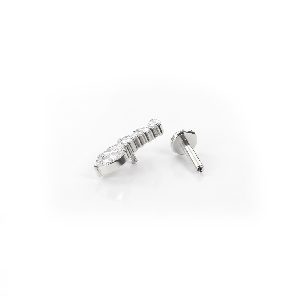 Labret din titan cu pietre cu tăietură marchiză și rotundă