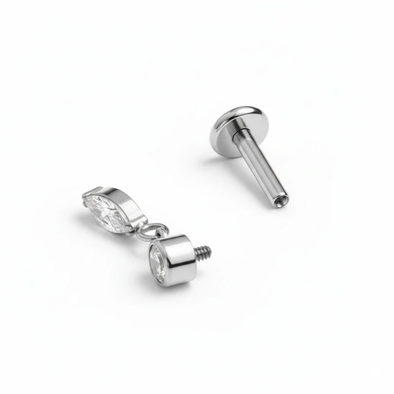 Labret din titan cu pandant marchiză