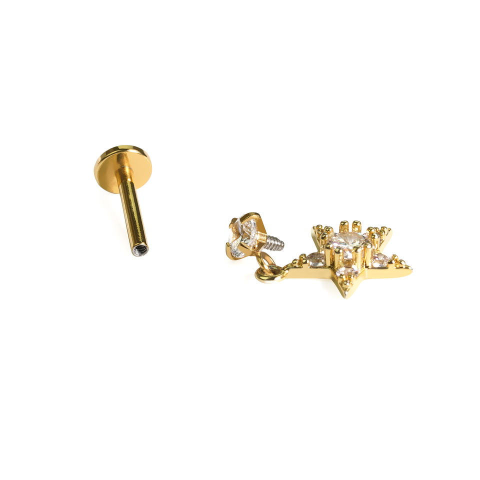 Labret cu pandantiv în formă de stea și pietre