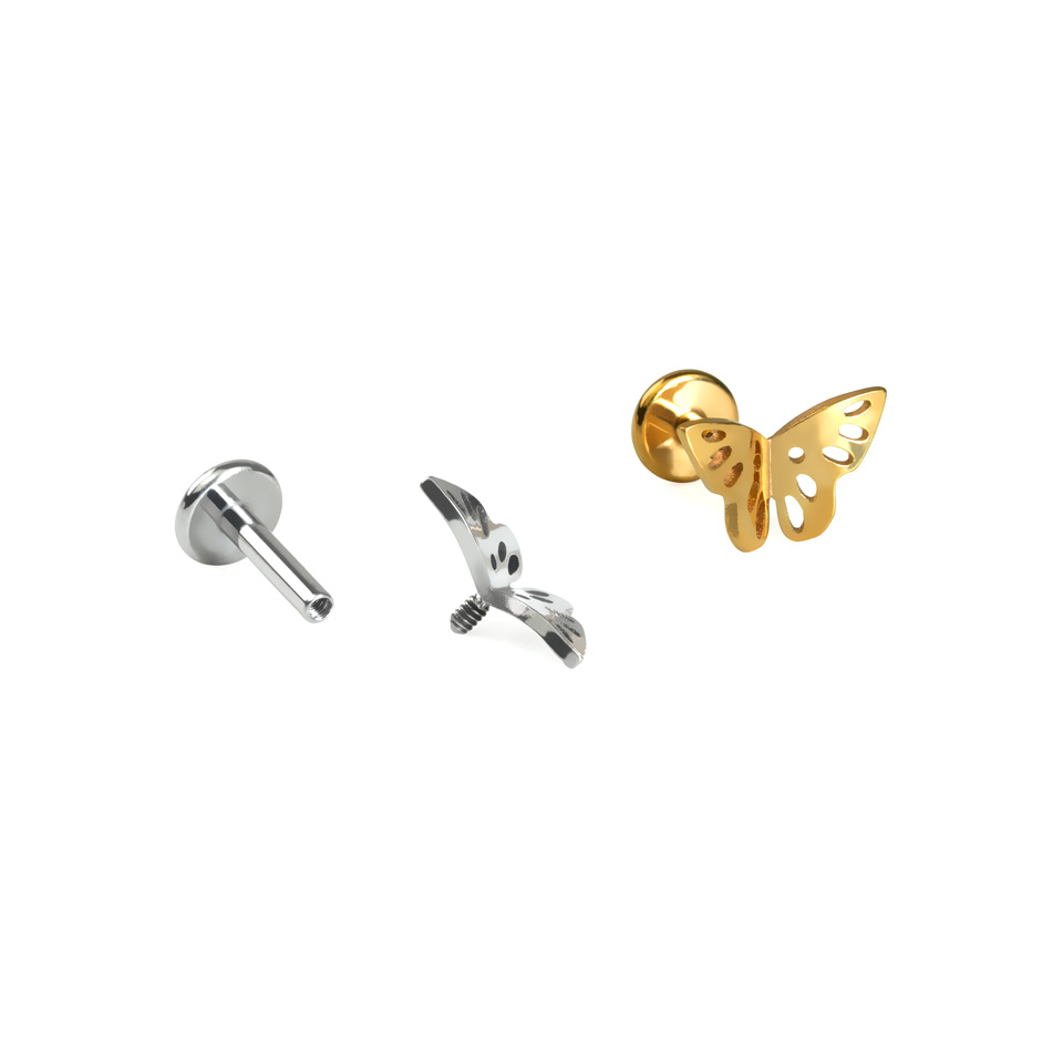 Labret din titan cu fluturaș
