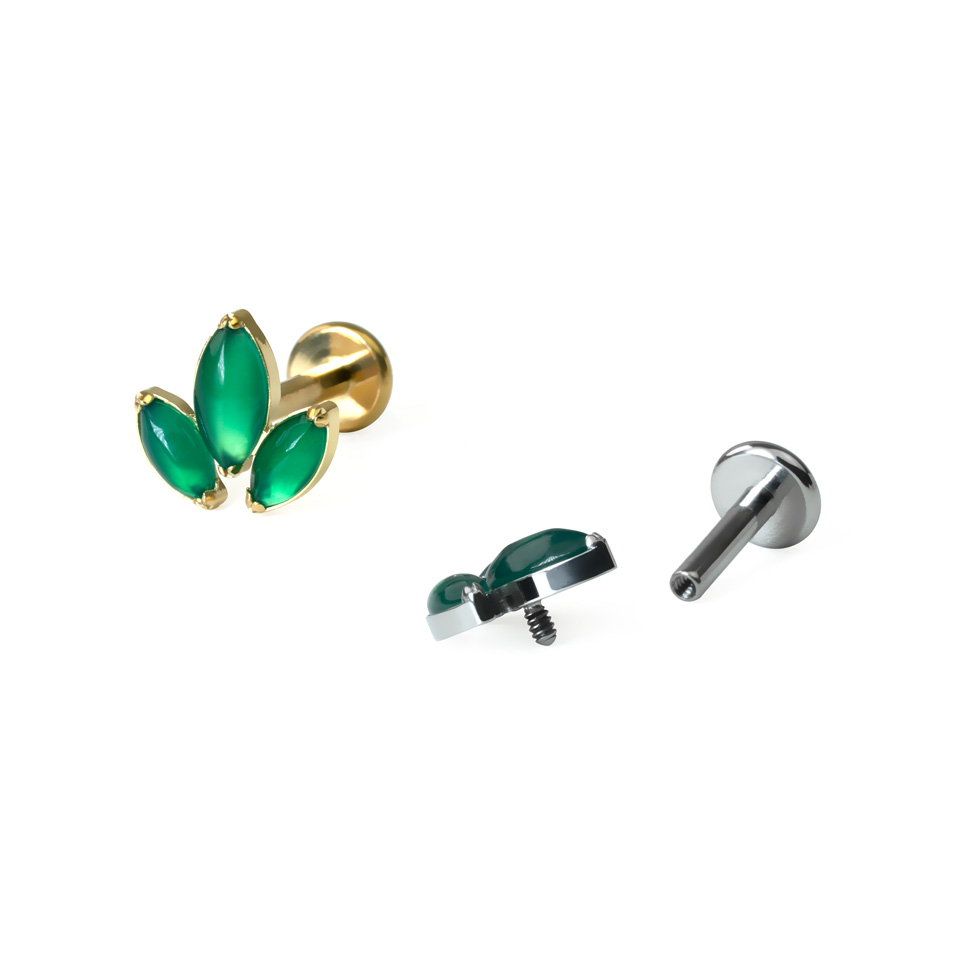 Labret din titan cu trio din pietre naturale tăietură marchiză