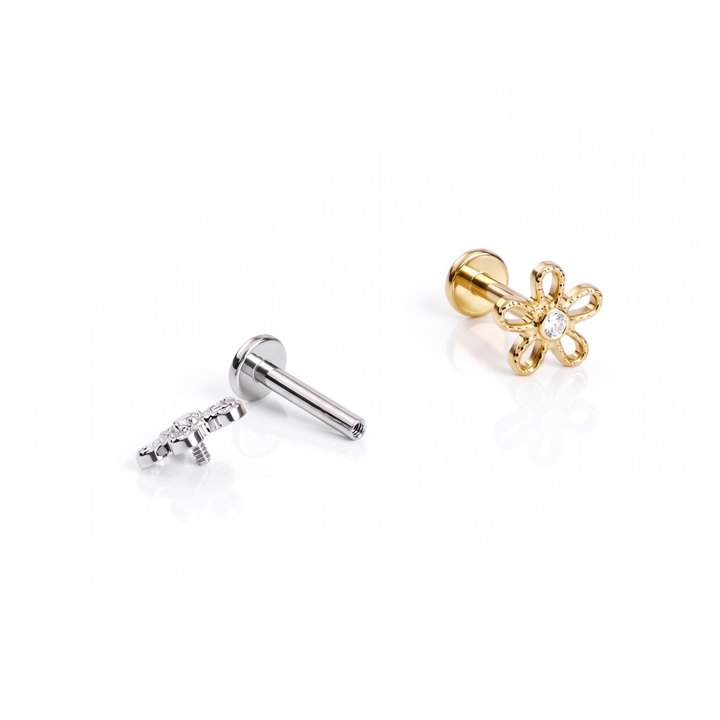 Labret din titan cu floare