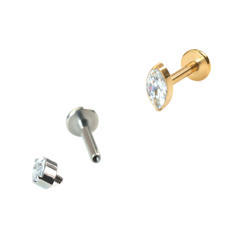 Labret din titan cu piatră marchiză