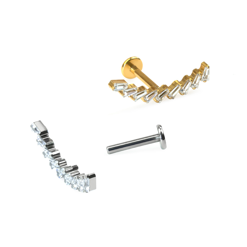 Labret din titan cu arc de pietre