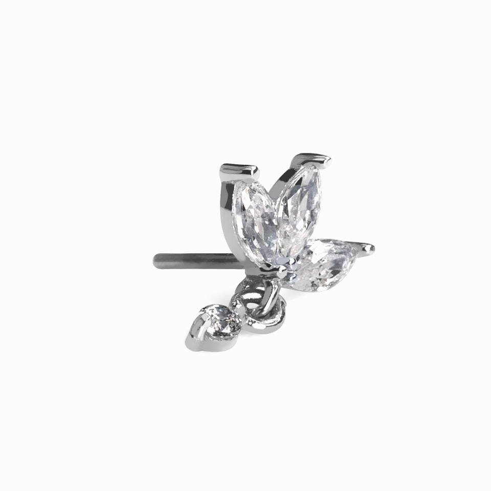 Vârf push-in din aur 14K cu floare de lotus și pandant