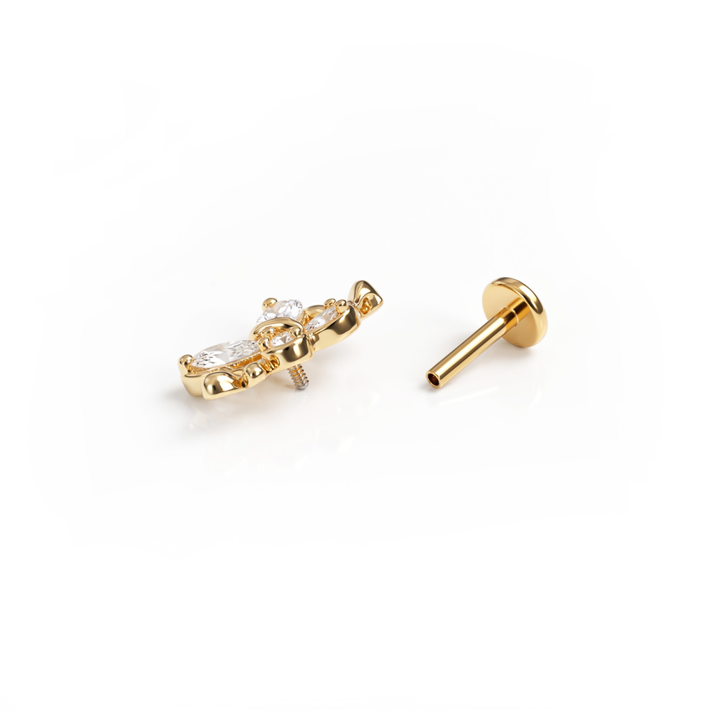 Labret din titan cu fluturi