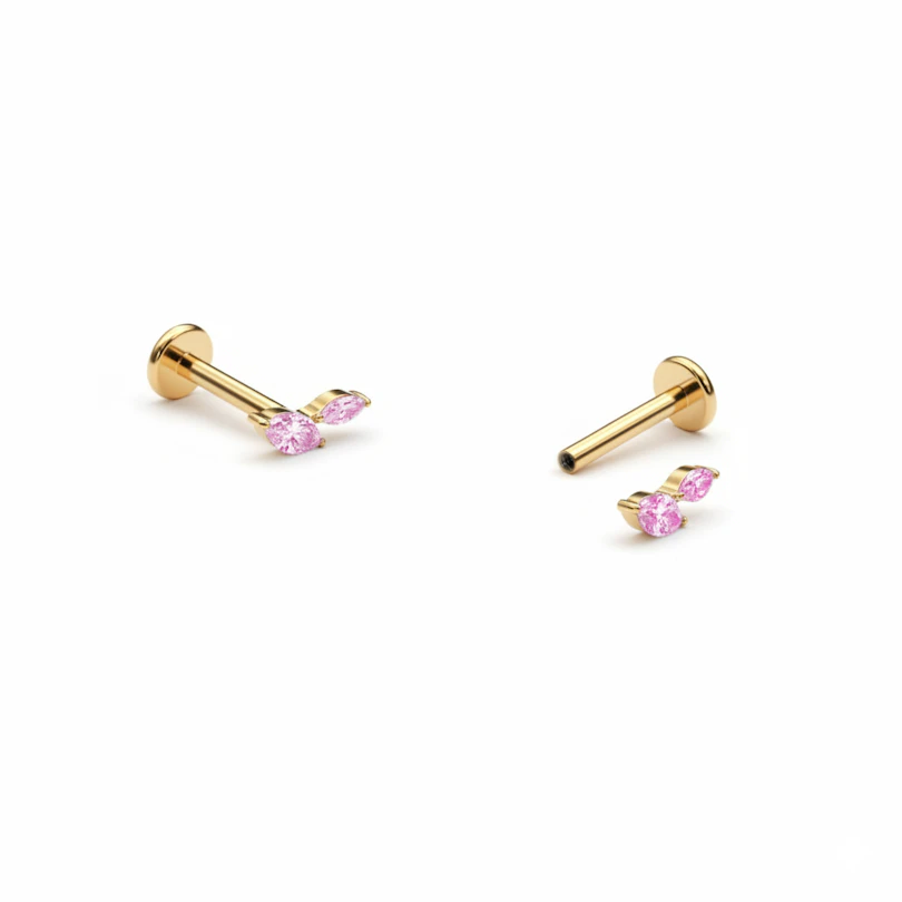 Labret din titan cu două pietre marchiză
