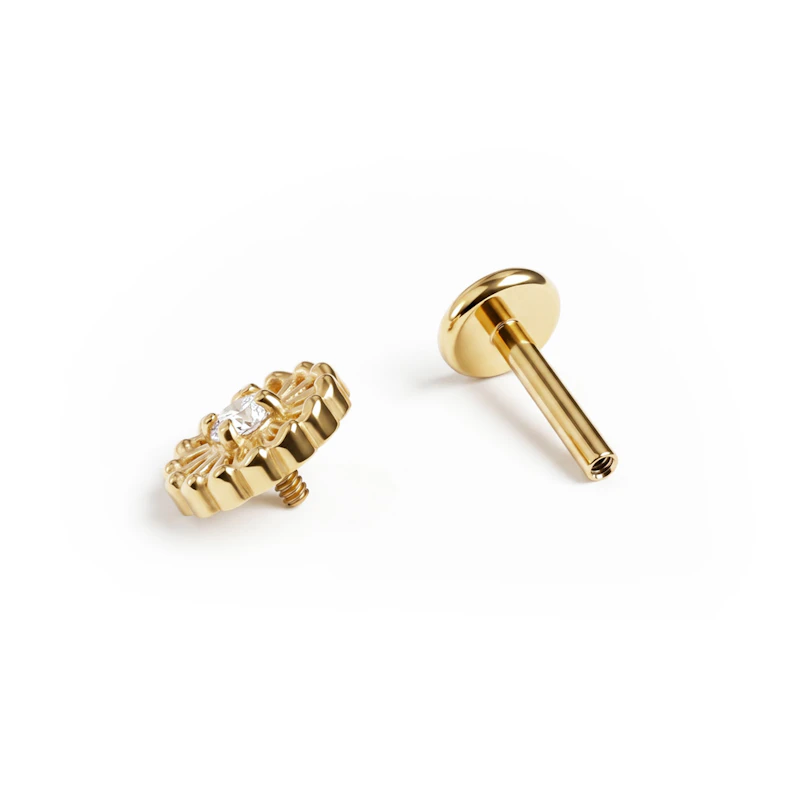 Labret delicat din titan cu floare