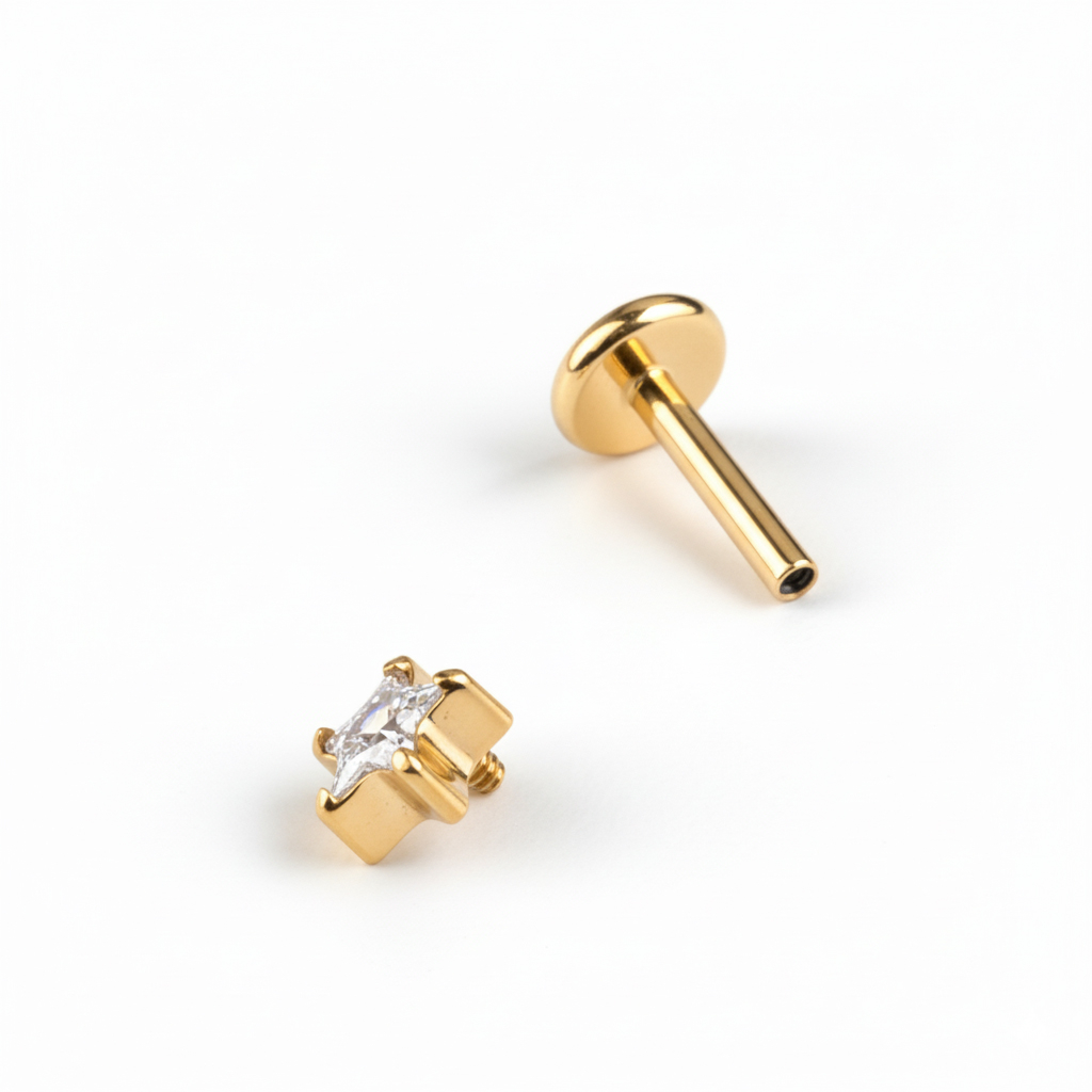 Labret din titan cu piatră în formă de stea