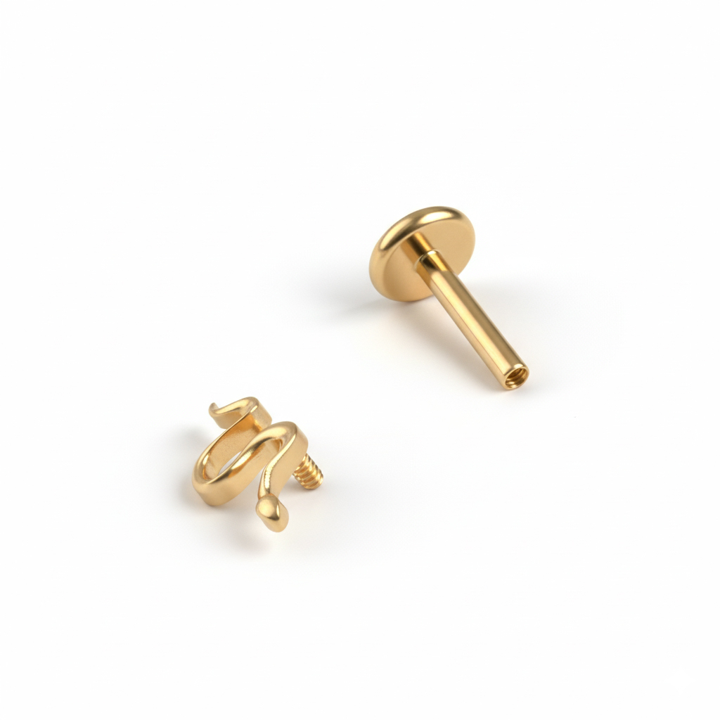 Labret din titan cu șarpe mic