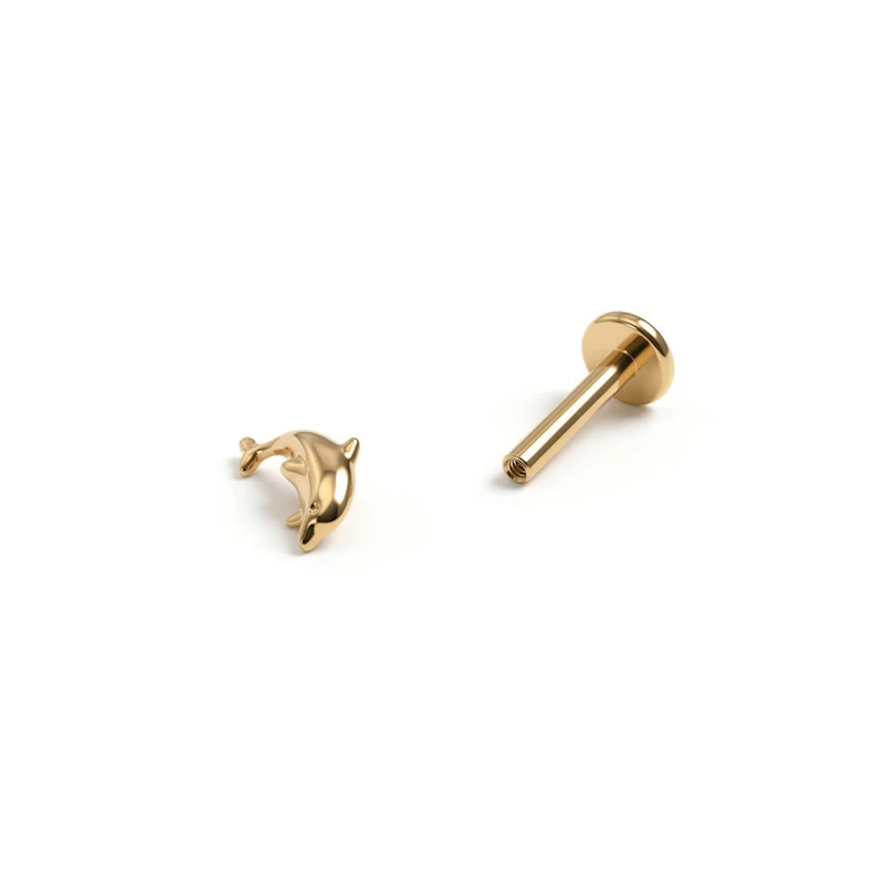 Labret din titan cu delfin