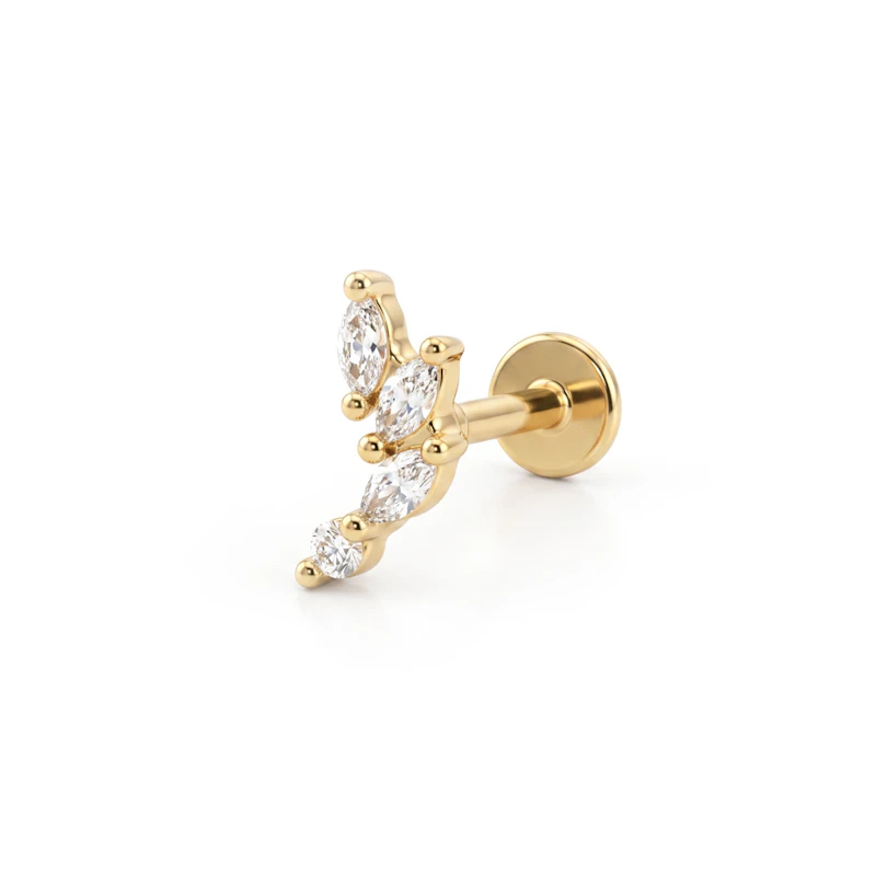 Labret din titan cu aranjament delicat de pietre