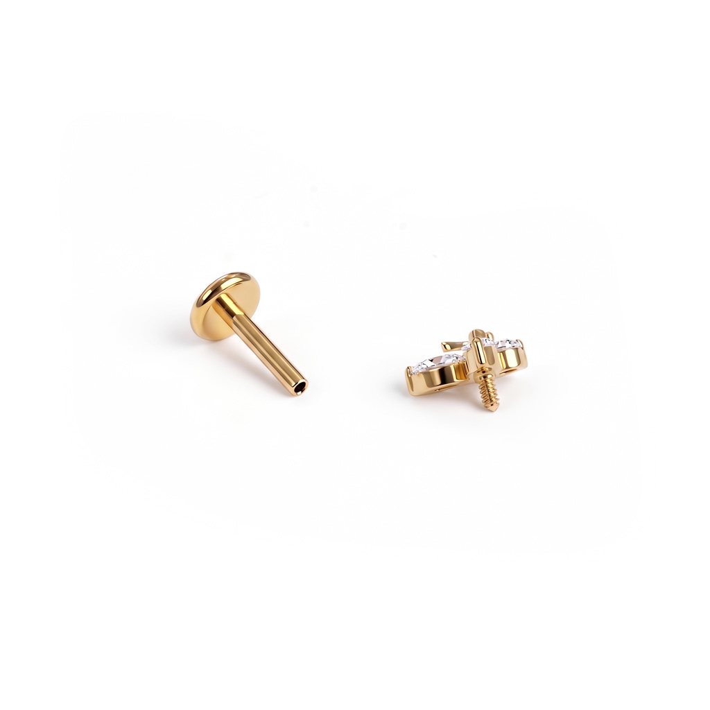 Labret din titan cu doi fluturi 