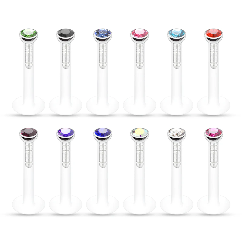 Labret din PTFE cu pietre în diverse culori