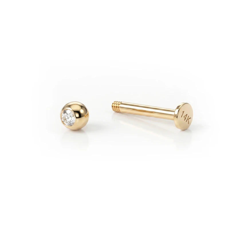Labret din aur de 14k cu piatră