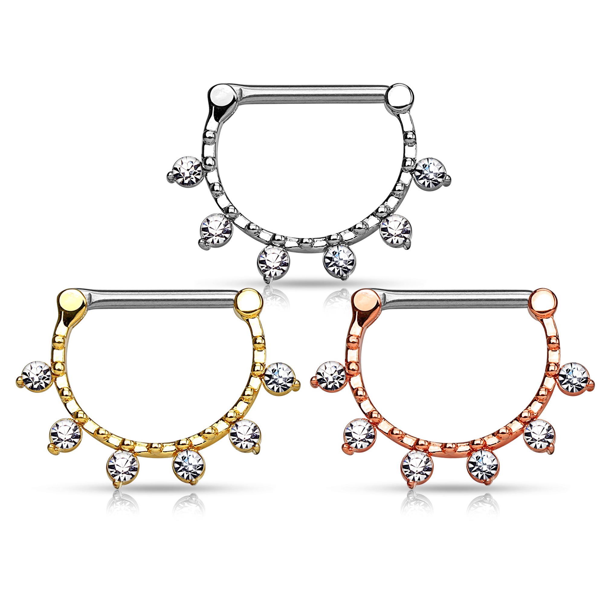 Clicker de sân cu șase pietre transparente