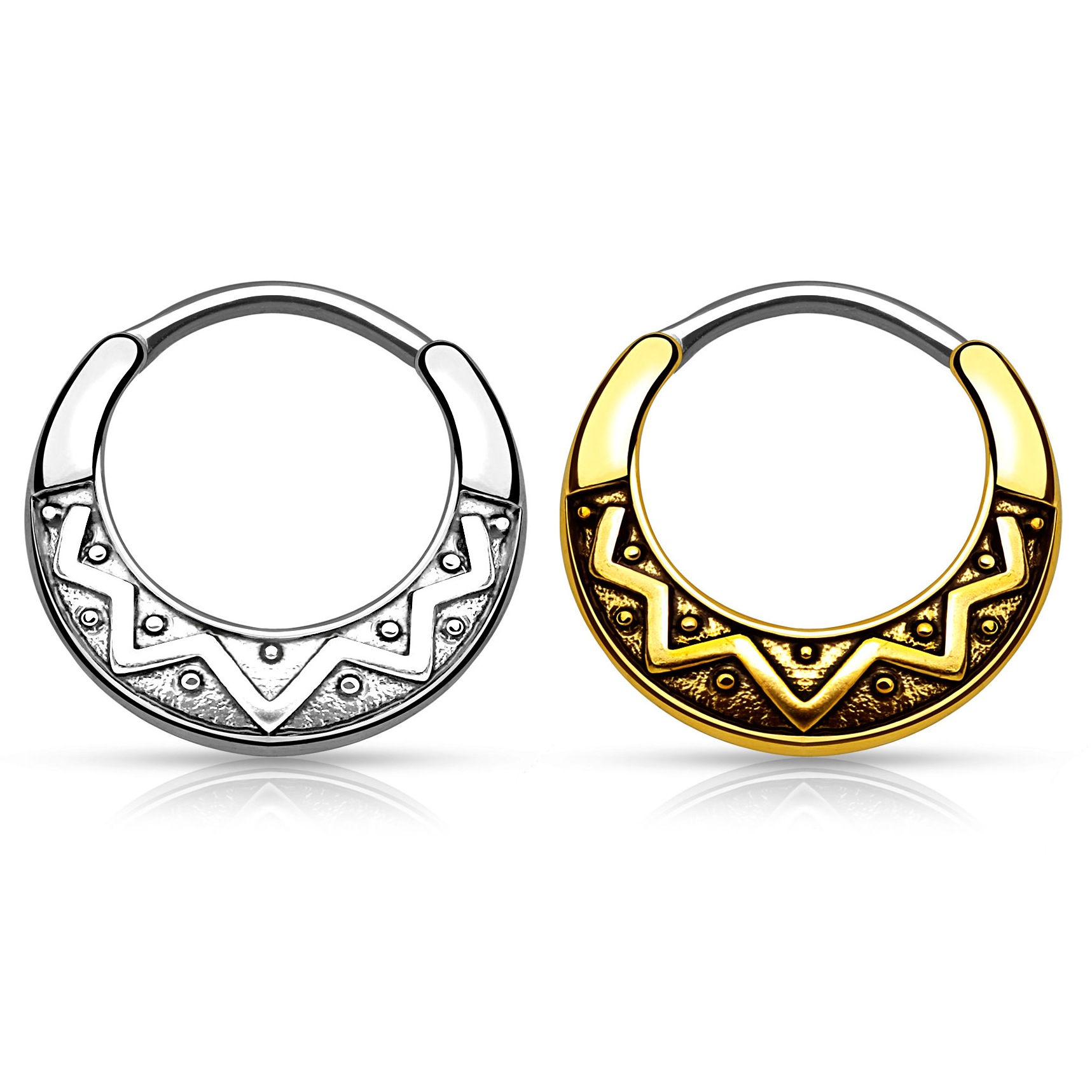 Cercel clicker de sept cu motiv aztec