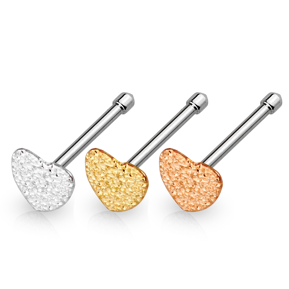 Stud nazal cu inimă batută la ciocan