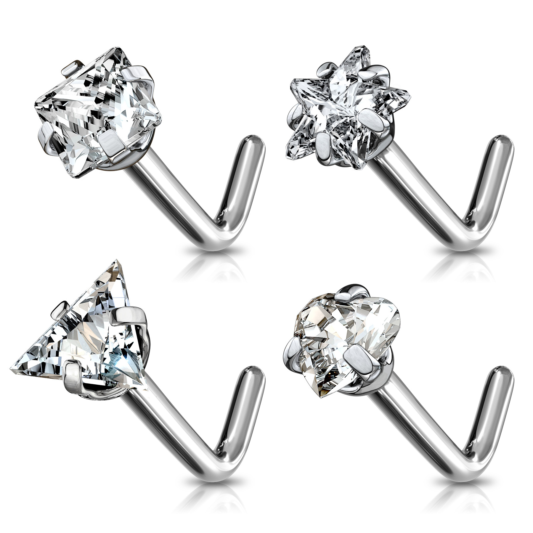 Cercel nazal din titan cu pietre în modele diferite