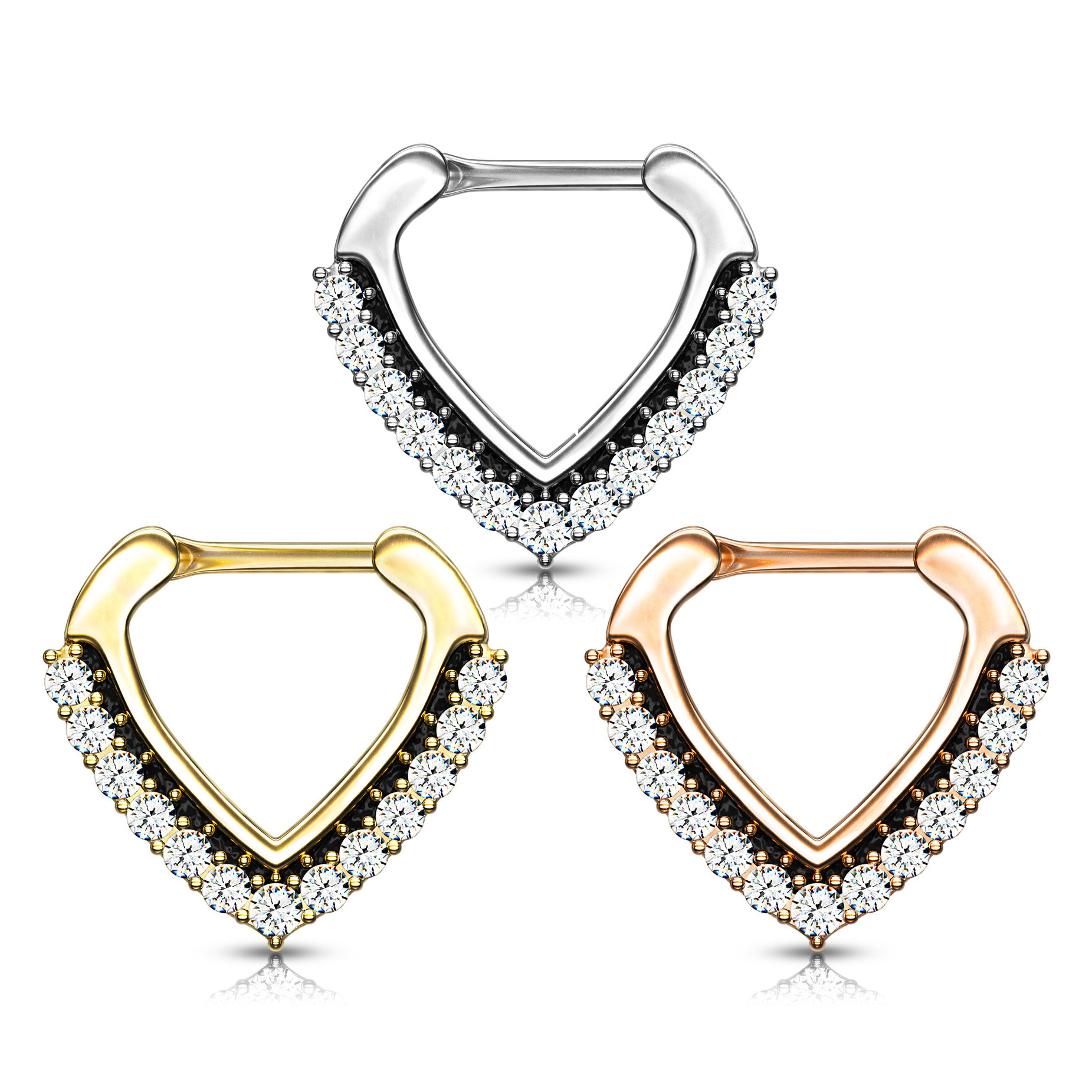 Clicker de sept cu pietre în formă de blazon