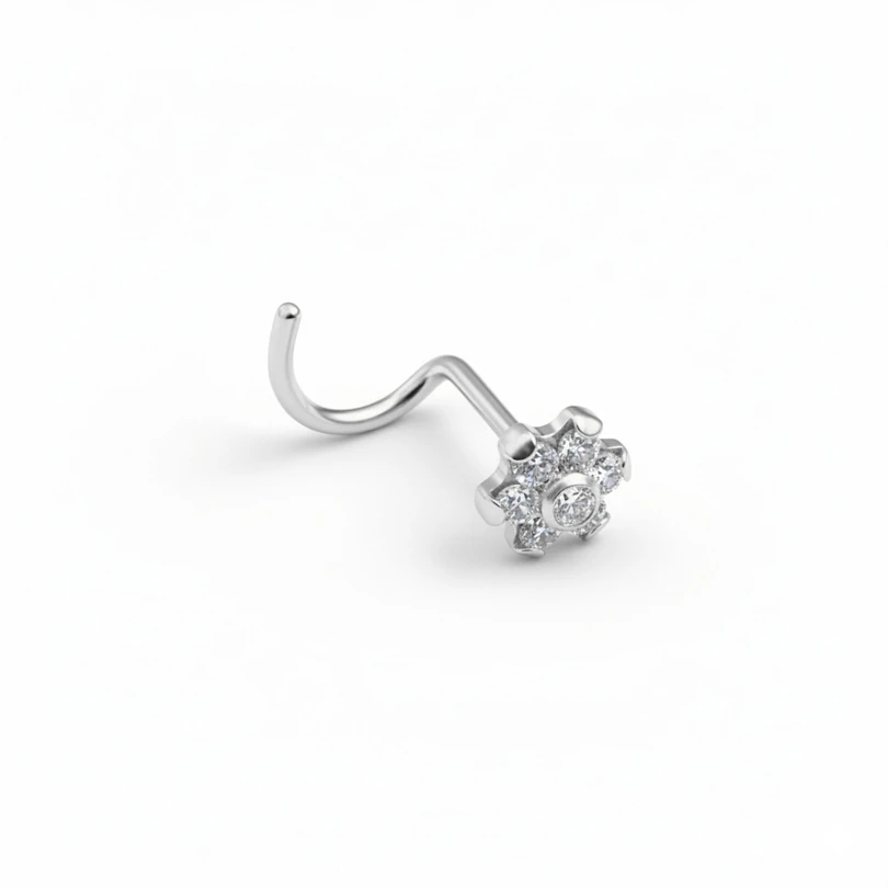 Stud de nas din titan cu floare
