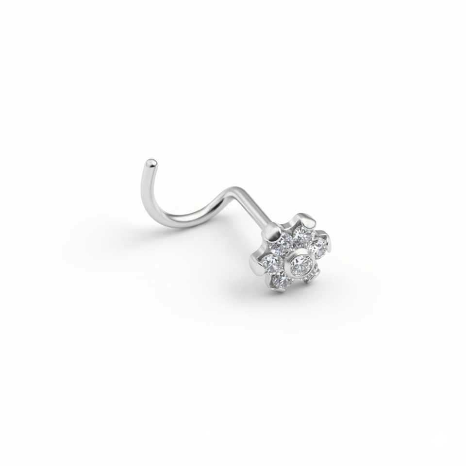 Stud de nas din titan cu floare