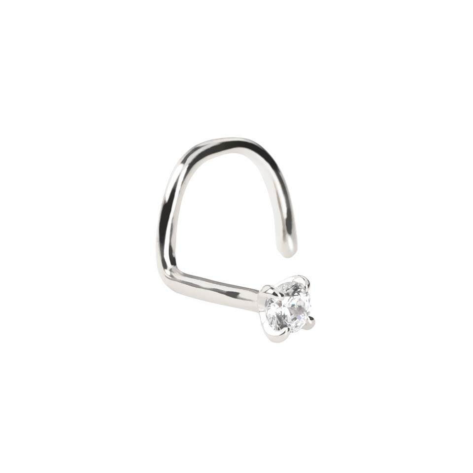 Șurub nazal din aur masiv de 14 carate cu piatră