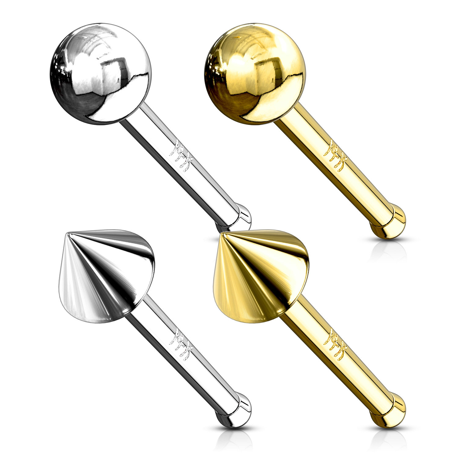 Stud nazal din aur de 14k cu sferă sau cu țepi