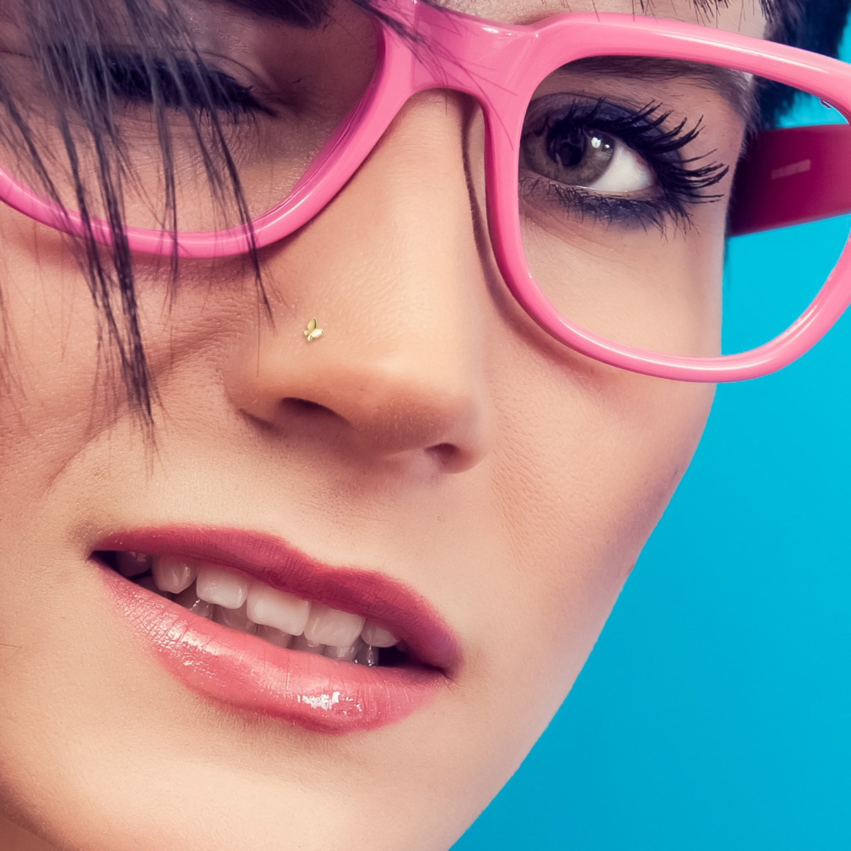 Stud nazal din aur de 14k cu fluture