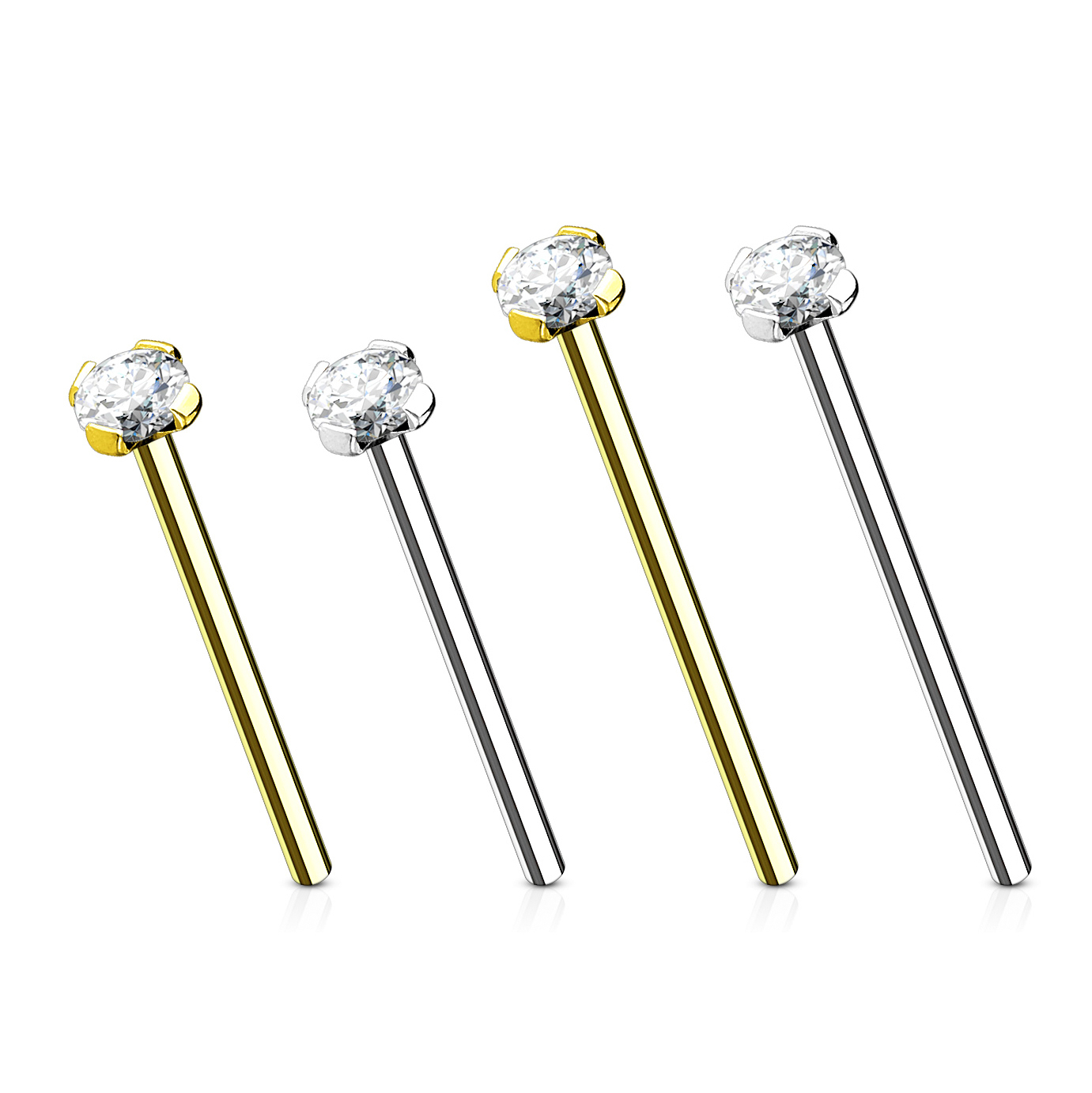 Stud fishtail din aur 14k cu piatră
