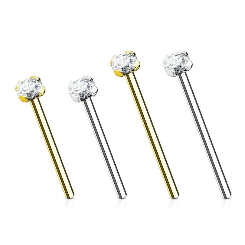 Stud fishtail din aur 14k cu piatră