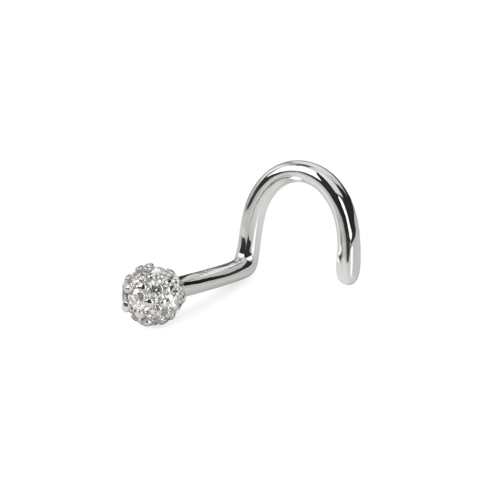 Șurub de nas din aur de 14 ct cu pietre de zirconiu